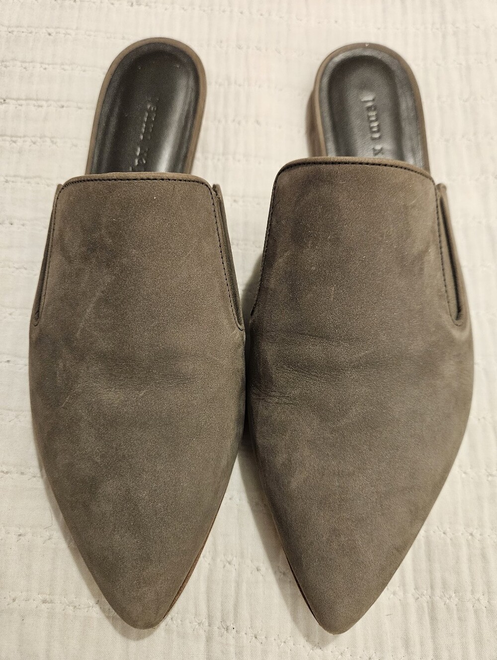 Jenni Kayne Gray Nubuck Suede Leather Mules sz 8.5 or EU 39 Made in Italy